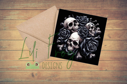 Skull & Roses Dark Bouquet Card